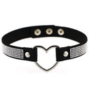 Japan's Harajuku Soft Girl Black Rhinestone Peach Heart Love-Shaped Collar Women's Neck Strap Collarbone Necklace Short - V.I.P Digital Presence