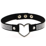 Japan's Harajuku Soft Girl Black Rhinestone Peach Heart Love-Shaped Collar Women's Neck Strap Collarbone Necklace Short - V.I.P Digital Presence