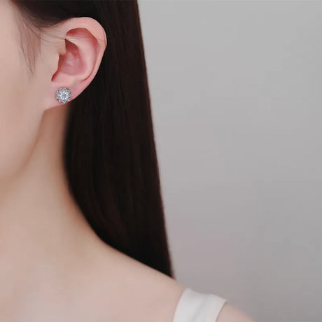 925 Sterling Silver Moissanite Zircon Stud Earrings - V.I.P Digital Presence