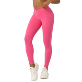 Cross V-shaped yoga cropped pants without T-line peach hip lifting fitness pants quick drying sports pants - V.I.P Digital Presence
