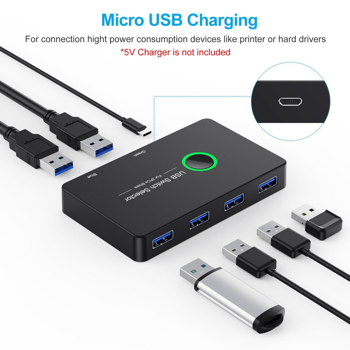 USB 3.0 Switcher 4-port 2-port Computer Peripheral Switcher Adapter USB Hub KTV Switcher - V.I.P Digital Presence