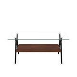 Rectangle Coffee Table with Tempered Glass top and Black Metal Legs, Modern Table for Living Room , Transparent Glass - V.I.P Digital Presence
