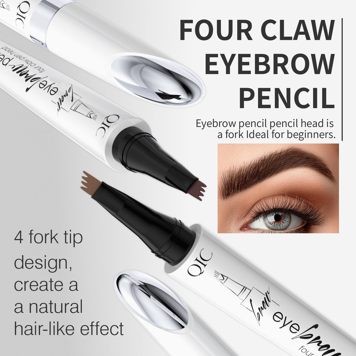 QIC ceramic white liquid four-claw eyebrow pencil wild eyebrow waterproof non-smudge four-head forked eyebrow pencil - V.I.P Digital Presence