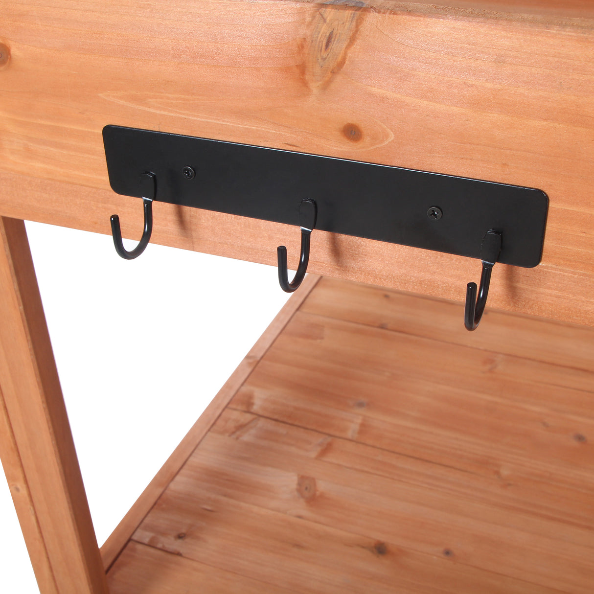 65" Large Wooden Farmhouse Rustic Outdoor Potting Bench Table Garden Potting Bench with 4 Storage Shelves and Side Hook,Natural - V.I.P Digital Presence