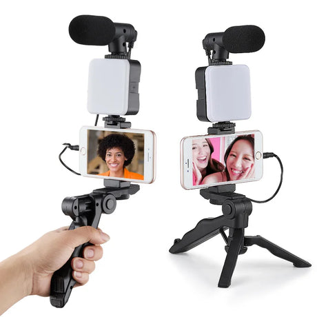 Vlogging kit for mobile phone tripod 36 led fill light and mini microphone for live stream, video TikTok YouTube - V.I.P Digital Presence