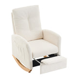 Accent Rocking  Chair with Footrest High Back Rubber Wood Rocking Legs Bedroom Living Space - V.I.P Digital Presence
