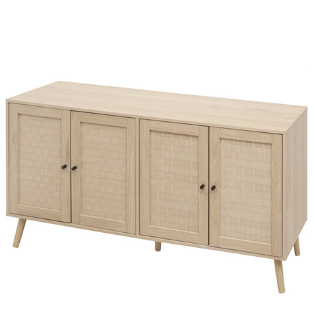 4 Door Accent Cabinet Sideboard Buffet Storage Cabinet with Adjustable Shelf for Entryway Living Room Bedroom - V.I.P Digital Presence