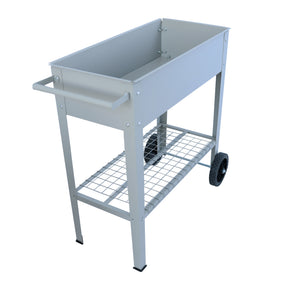 Aveyas mobile metal elevated garden bed cart, with legs, elevated flowerpot box with wheels (gray) - V.I.P Digital Presence
