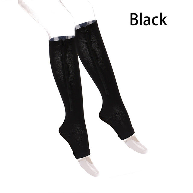 1 Pair Unisex Compression Socks Zipper Leg Support Knee Socks Women Men Open Toe Thin Anti-Fatigue Stretchy Socks Drop shipping - V.I.P Digital Presence