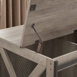 Farmhouse Dog Cage Crate Furniture with Sliding Barn Door, Farmhouse Wooden Dog Kennel End Table with Flip-top Plate Dog House - V.I.P Digital Presence