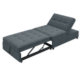 Four in one sofa bed, chair bed, multifunctional folding Ottoman bed with storage bag and USB port, dark blue - V.I.P Digital Presence