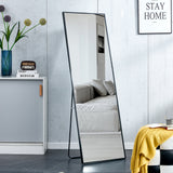 Aluminum alloy metal frame wall mounted full-length mirror black 65 * 23“ - V.I.P Digital Presence