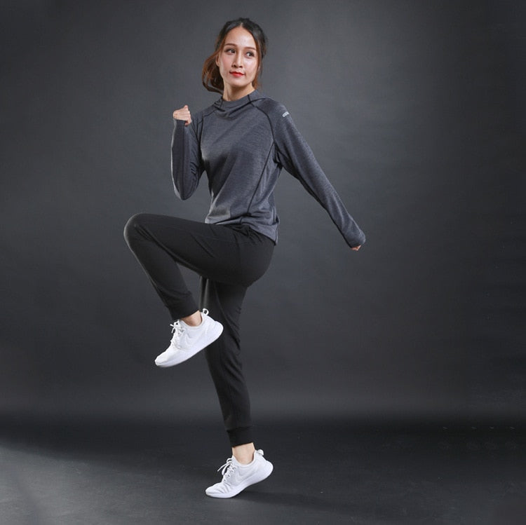 Autumn Thin Women Running T Shirts Gym Fitness Long Sleeves Sweatshirts Quick Dry Training Breathable Hood Sports Yoga Clothing - V.I.P Digital Presence