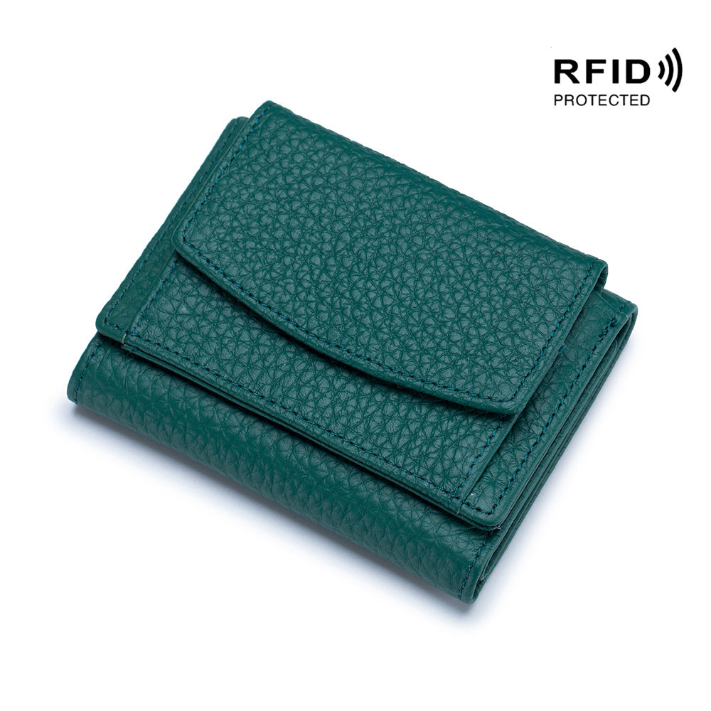 Small wallet women's genuine leather Japanese style fabric RFID coin bag wallet mini wallet short - V.I.P Digital Presence