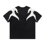 Color Block Applique Embroidery Flame Short Sleeve T-Shirt High Street Design Creative Abstract Casual Tee Men - V.I.P Digital Presence
