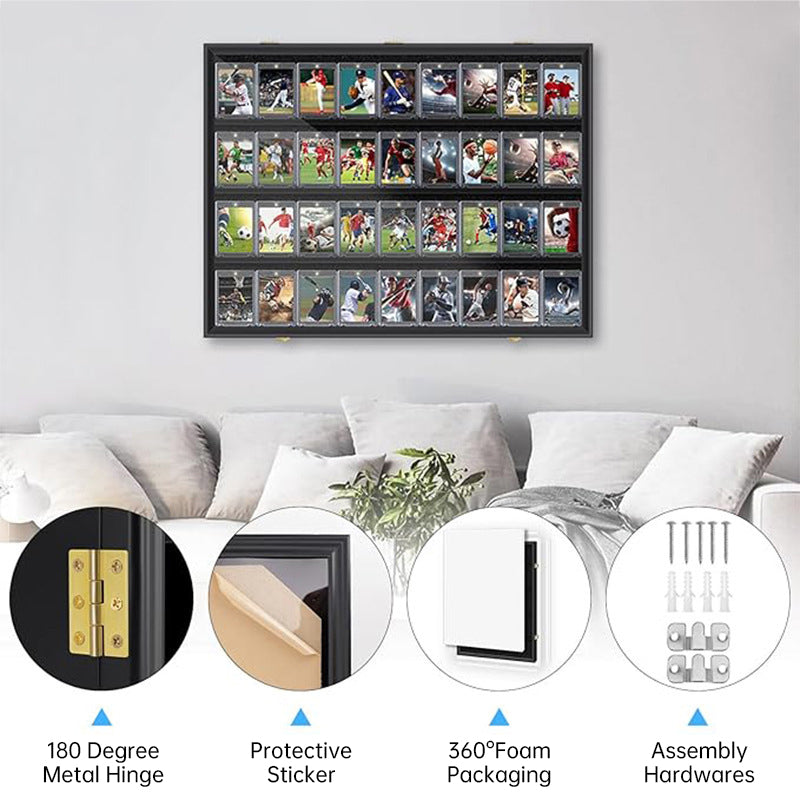 Large Sports Card Display Cases. Wooden, UV - protected acrylic fronts. For football, basketball, hockey cards. - V.I.P Digital Presence