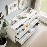 Modern 3 Drawer Bedroom Chest of Drawers with 7 Drawers Dresser Clothes Organizer -Metal Pulls White, 47.6″L x 15.7″W x 26.6″H - V.I.P Digital Presence