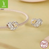 Silver Charm Ginkgo Leaf Splicing Love DIY Bracelet Beads Loose Beads Romantic Autumn Leaves s925 Pure Silver Beads - V.I.P Digital Presence