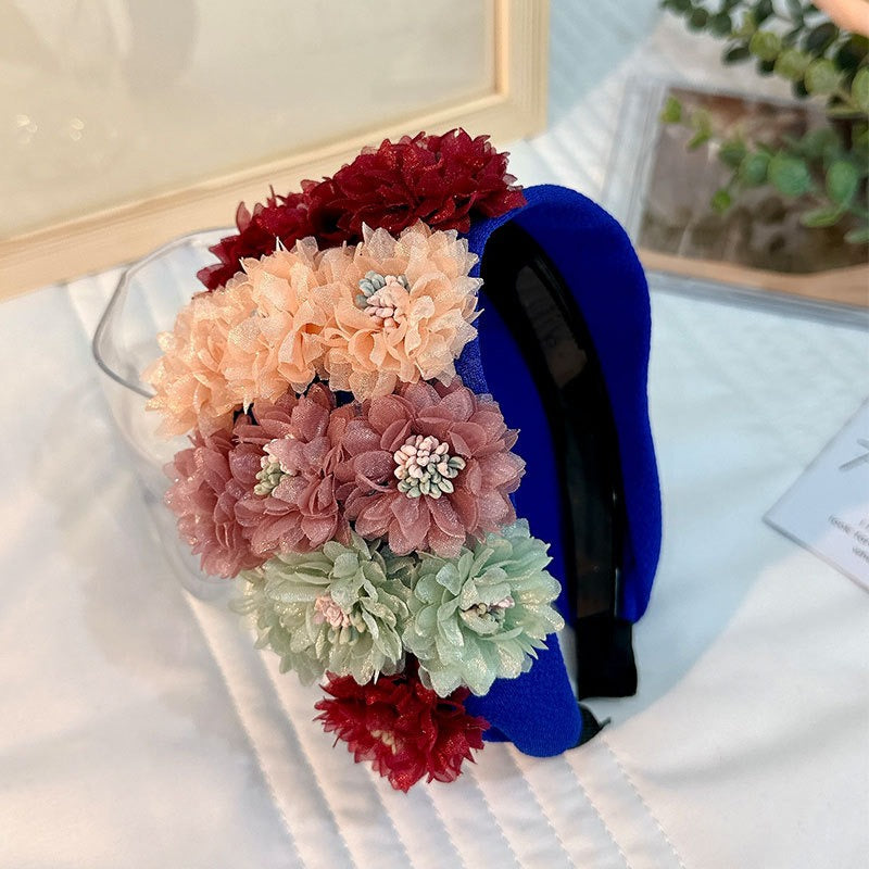 Flower series fashionable and exaggerated wide edge handmade fabric headband - V.I.P Digital Presence