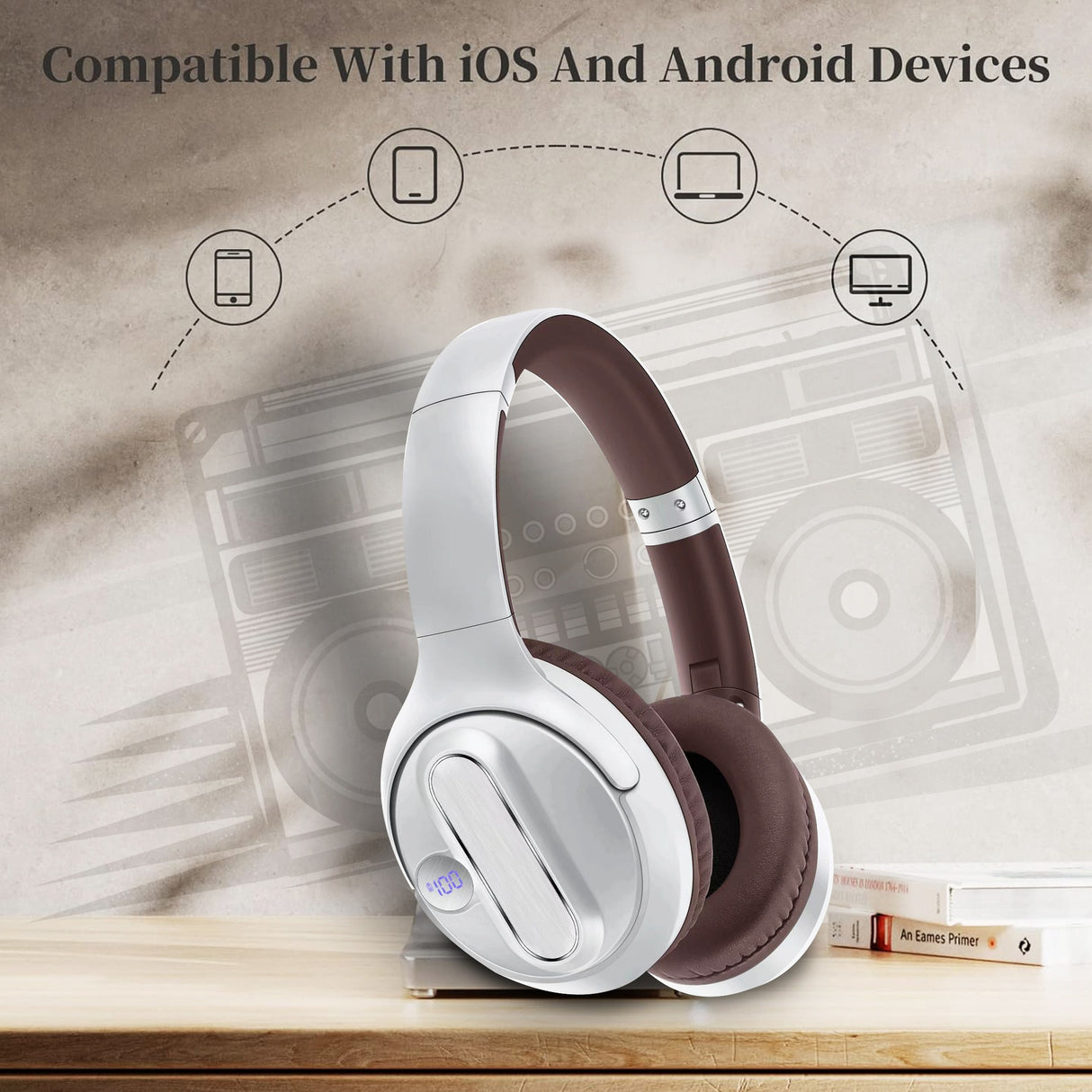 AKZ-13b American retro wireless Bluetooth headset with battery display and long battery life - V.I.P Digital Presence