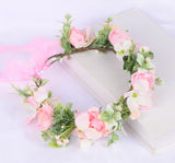 Spring flower wreath, fresh simulation flower headdress, green plants, flowers, crown, bride's vacation, wedding headdress, flow - V.I.P Digital Presence