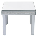 The ON-TRANS stylish modern glass mirrored coffee table features a crystal design and adjustable height legs in silver - V.I.P Digital Presence