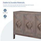 Carved Flower Door Handle, Antique Four Door Cabinet for Living Room Kitchen Hallway (Brown) - V.I.P Digital Presence