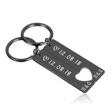 Personalized Heart Keychain Set  Engraved King Date and Name Love Keyring Gift for Couples Girlfriend Boyfriends Key Chain Rings - V.I.P Digital Presence