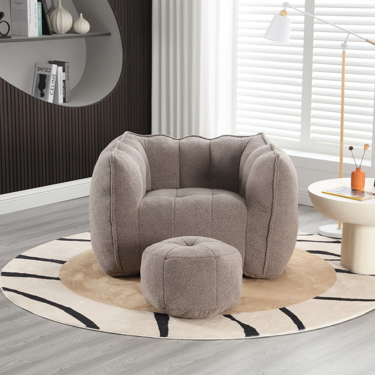 Soft Bean Bag Chair with High Resilient Foam(Chips)for living room and bedroom,Comfortable Square Lazy Sofa with Footstool - V.I.P Digital Presence