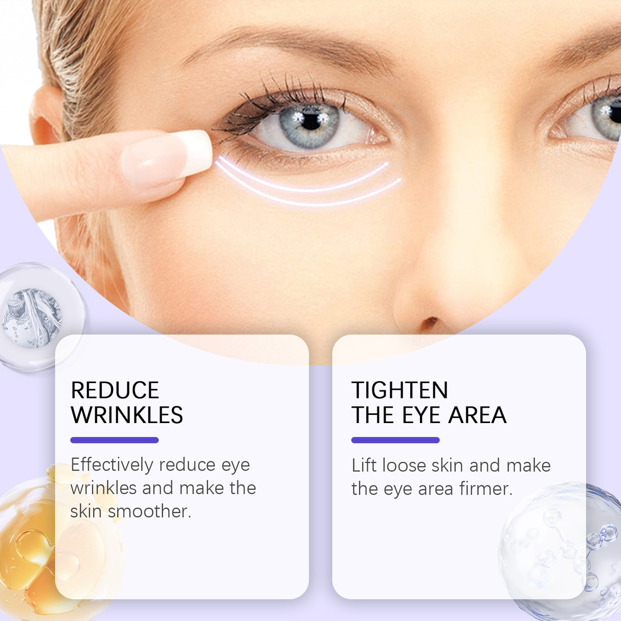 Crema reafirmante para ojos, suave, delicada, hidratante y suavizante para mejorar las líneas finas alrededor de los ojos.
