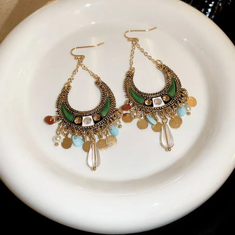 Rhinestone Resin Alloy Dangle Earrings - V.I.P Digital Presence