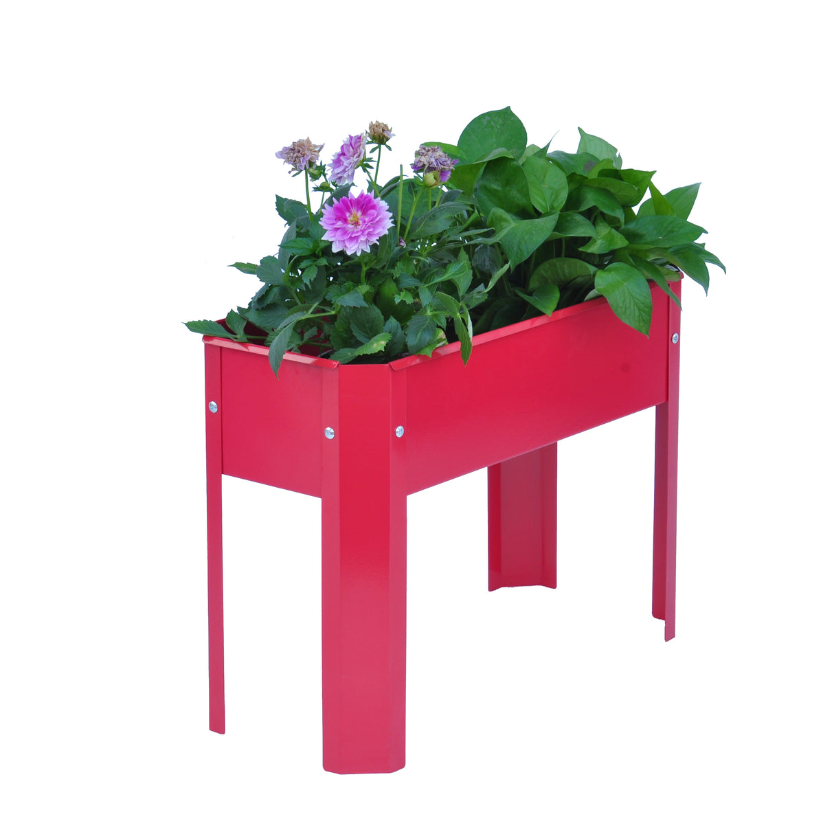 Mini Elevated garden bed, metal elevated outdoor flowerpot box, suitable for backyard and terrace, large flowerpot Red + Steel - V.I.P Digital Presence