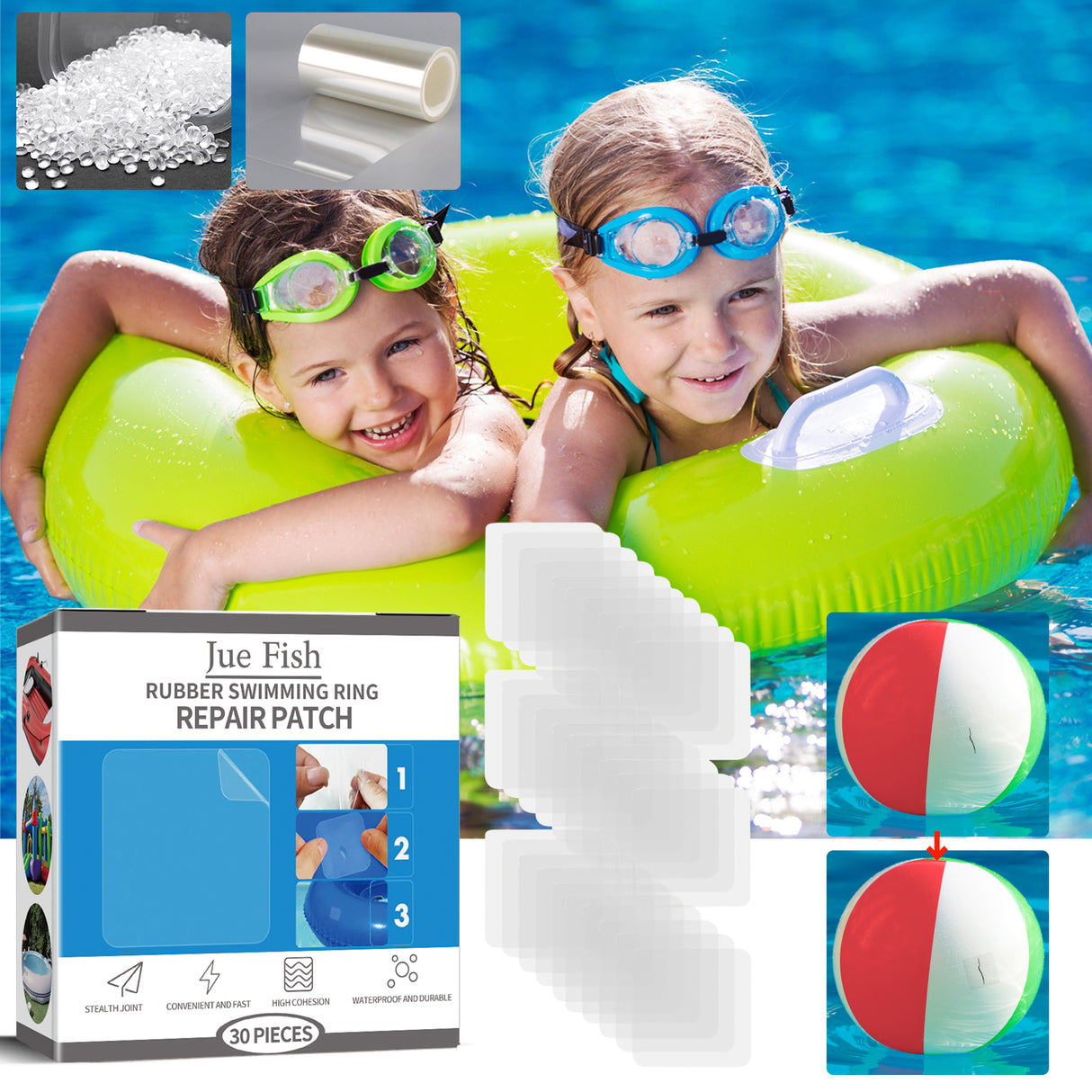 JUE FISH Rubber Swimming Ring Repair Patch, Swim Ring Patch Self-Adhesive Seal - V.I.P Digital Presence