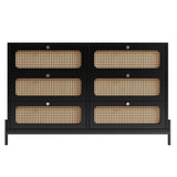 Modern hemp vine wood closet with 6 drawers, dressing table, wooden storage cabinet side panel, black - V.I.P Digital Presence
