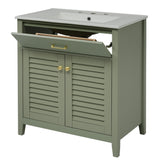 30-Inch Bathroom Vanity with Ceramic Sink Combination, Ample Storage - Features 1 Pullout and Multifunctional Shelf Dividers - V.I.P Digital Presence