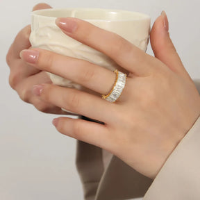 Titanium Steel Inlaid Zircon Ring - V.I.P Digital Presence