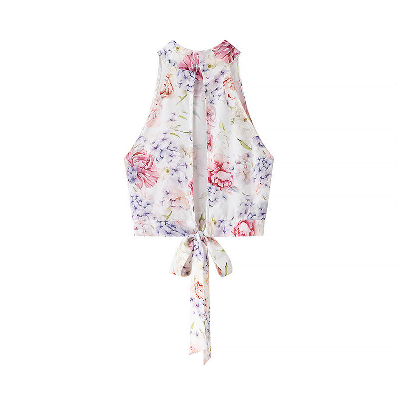 Fashionable and Sexy Halter Sleeveless Top with Floral Print Skirt - V.I.P Digital Presence