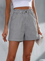 High Waist Striped Shorts - V.I.P Digital Presence