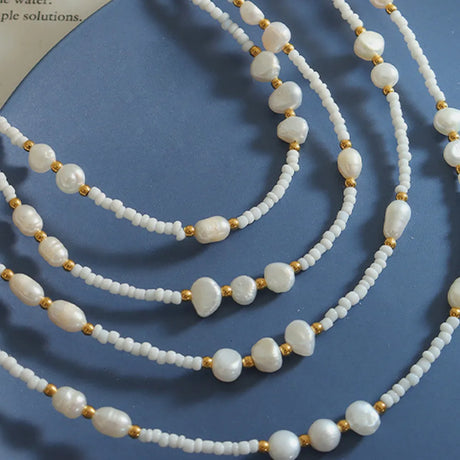Titanium Steel Glass Bead Pearl Necklace - V.I.P Digital Presence