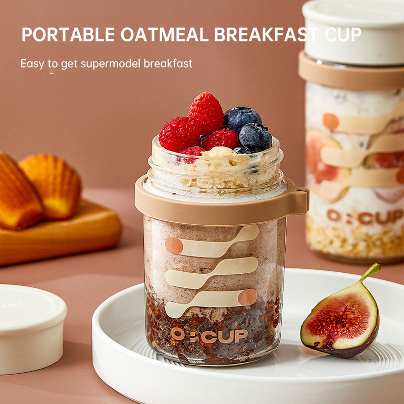 Glass oatmeal breakfast cup home milk cup with spoon bowl water cup with coffee cup - V.I.P Digital Presence