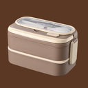 Large capacity double-layer insulated lunch box 304 stainless steel portable handle compartment lunch box with cutlery - V.I.P Digital Presence