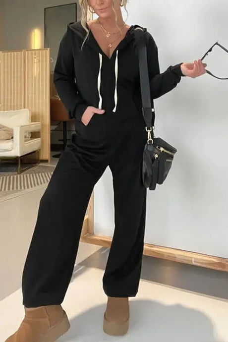 Full Size Drawstring Long Sleeve Jumpsuit - V.I.P Digital Presence