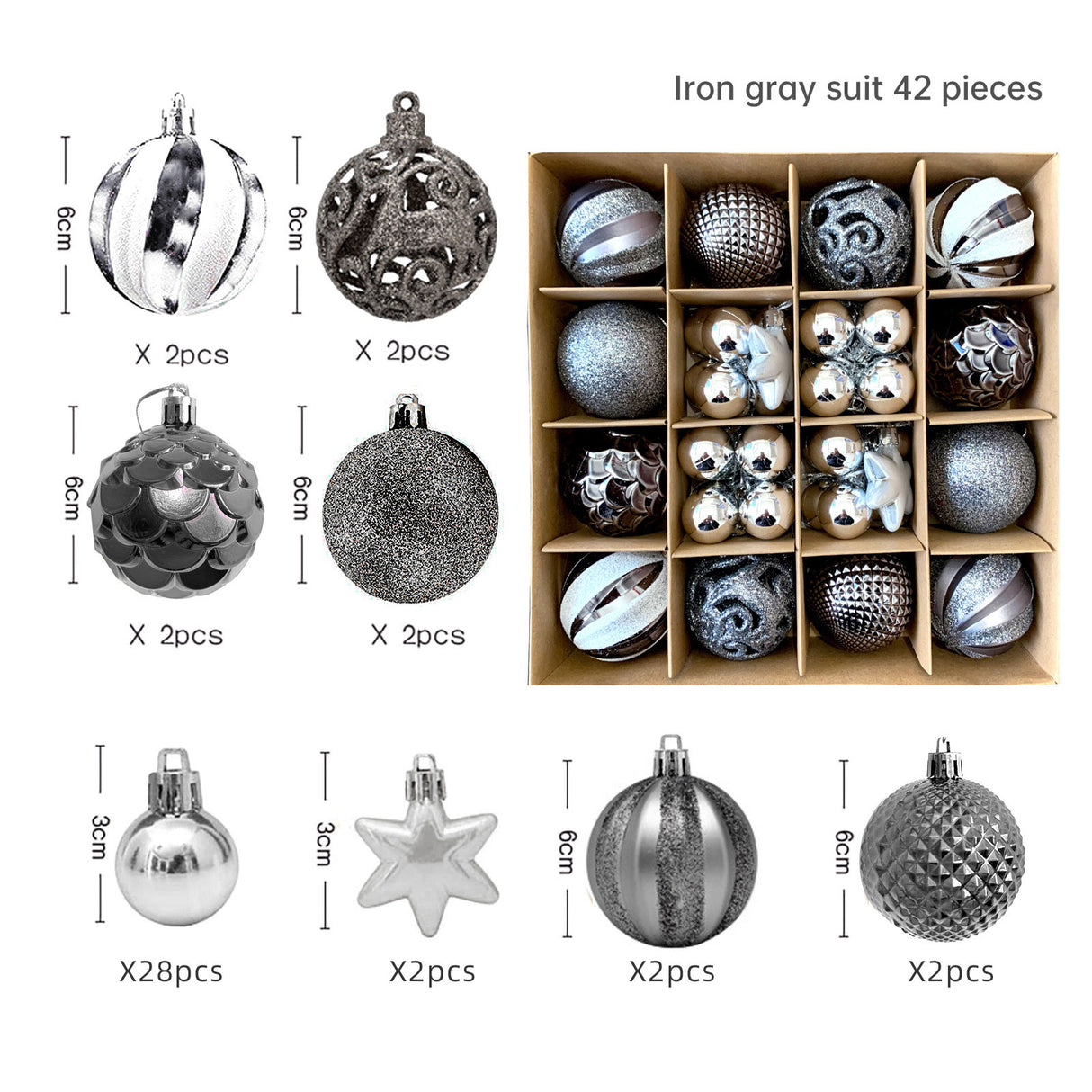 Christmas decoration 6cm electroplated ball plastic ball special-shaped painted Christmas ball gift Christmas tree pendant - V.I.P Digital Presence