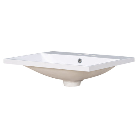 24" Bathroom Vanity Top Only White Basin 3-Faucet Holes  4" Faucet Available Ceramic - V.I.P Digital Presence