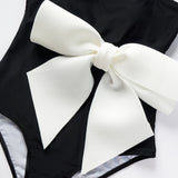 One piece swimsuit bow decoration sweet girl black and white contrasting swimsuit female - V.I.P Digital Presence