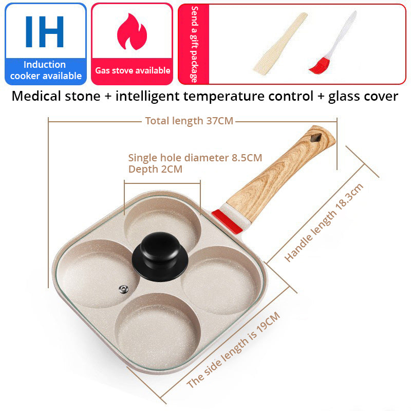 Fried Egg Burger Machine Frying Pan Non-Stick Surface Household Four Hole Breakfast Pan Fried Egg Divine Tool Pancake Pan - V.I.P Digital Presence