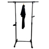 Short clothes hanger with chassis and wheels, heavy-duty rolling clothes hanger, black - V.I.P Digital Presence