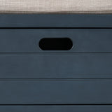 TREXM Storage Bench with Removable Basket and 2 Drawers, Fully Assembled Shoe Bench with Removable Cushion (Navy) - V.I.P Digital Presence