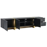Luxury Fluted TV Stand for TVs Up to 80'', Modern Entertainment Center with Storage Cabinets & Drawers Black - V.I.P Digital Presence