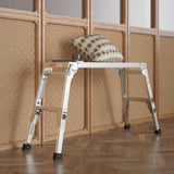 Aluminum Work Platform Large Size Step Stool Folding Portable Work Bench 40" Width Telescopic Feet 22" -27.5" Height Adjustable - V.I.P Digital Presence